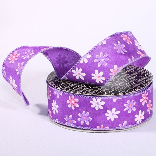 The Ribbon People Purple and Pink Floral Wired Craft Ribbon 1.5" x 40 Yards
